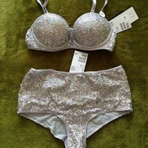 ISO H&M SILVER SEQUIN SET